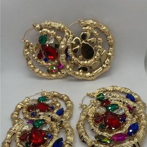 Double circle bamboo earrings 8.5*9cm